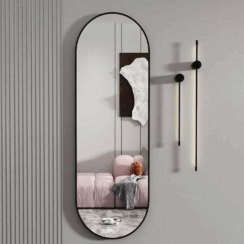 miroir de maquillage suspendu design ovale en métal pleine longueur - vue 3 sur 6