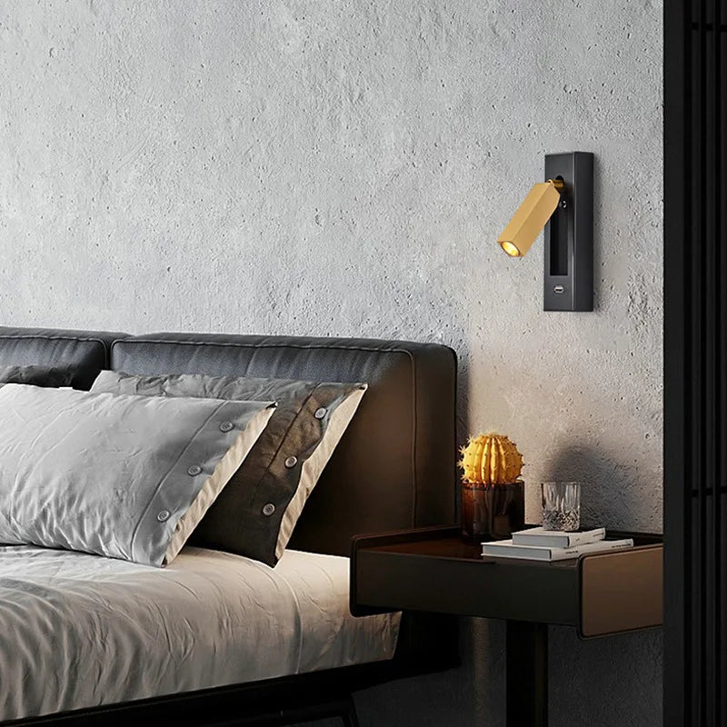 applique murale moderne avec chargeur usb et projecteur rotatif led - vue 5 sur 23