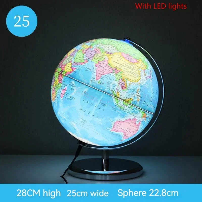 globe terrestre lumineux avec carte du monde éducative - vue 9 sur 10