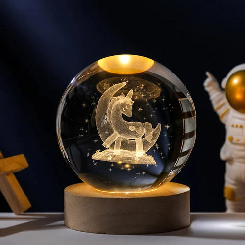 boule de cristal 3d lune galaxie décoration lumineuse pour la maison - vue 13 sur 17