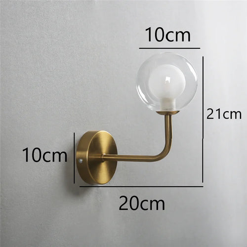 applique murale rétro nordique boule verre courbée métal - vue 8 sur 13