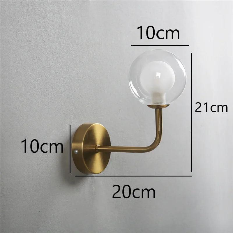 applique murale rétro nordique boule verre courbée métal - vue 7 sur 13