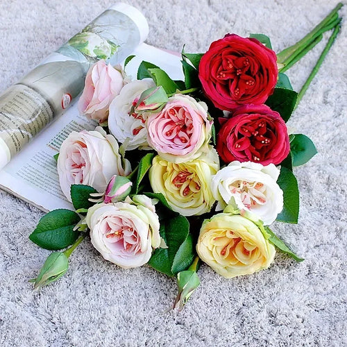 fleurs artificielles roses blanches décoratives pour toutes occasions - vue 4 sur 7