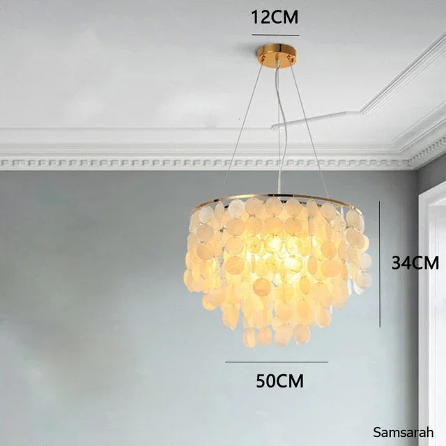 lustre nordique en coquillage avec luminaire à led - vue 16 sur 17