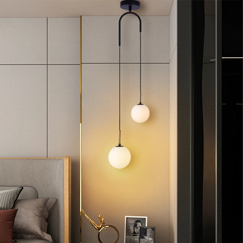 Nordique PENDENTIF LED Lumières Chambre Chevet Restaurant Bar Simple Salon Fond Mur Créatif Bar Décor Suspension - vue 3 sur 9