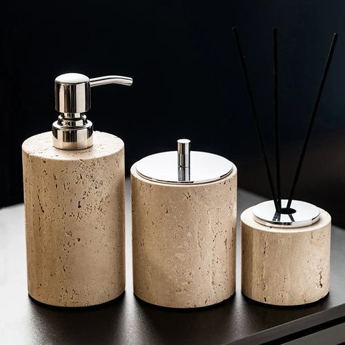 ensemble d'accessoires en marbre naturel pour salle de bain - vue 6 sur 30