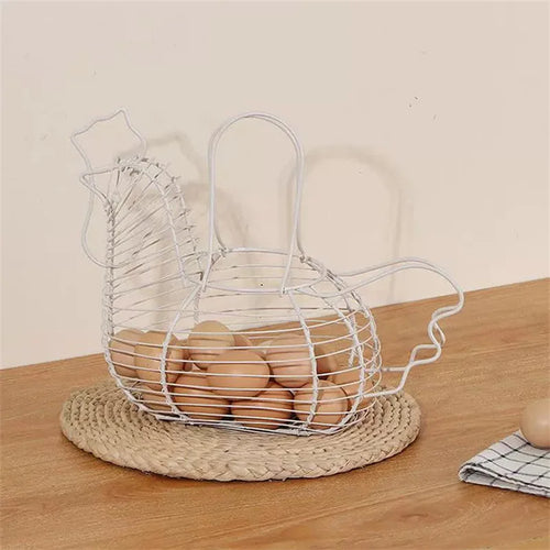 panier de rangement en fer forgé en forme de poulet - vue 3 sur 5
