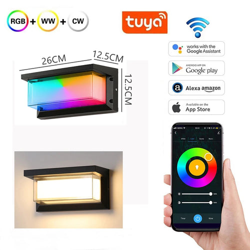 applique murale led extérieure wi-fi étanche double abat-jour aluminium acrylique - vue 13 sur 15