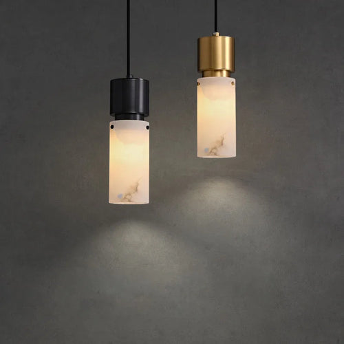 lustre en marbre naturel avec cordon réglable en laiton - vue 2 sur 7