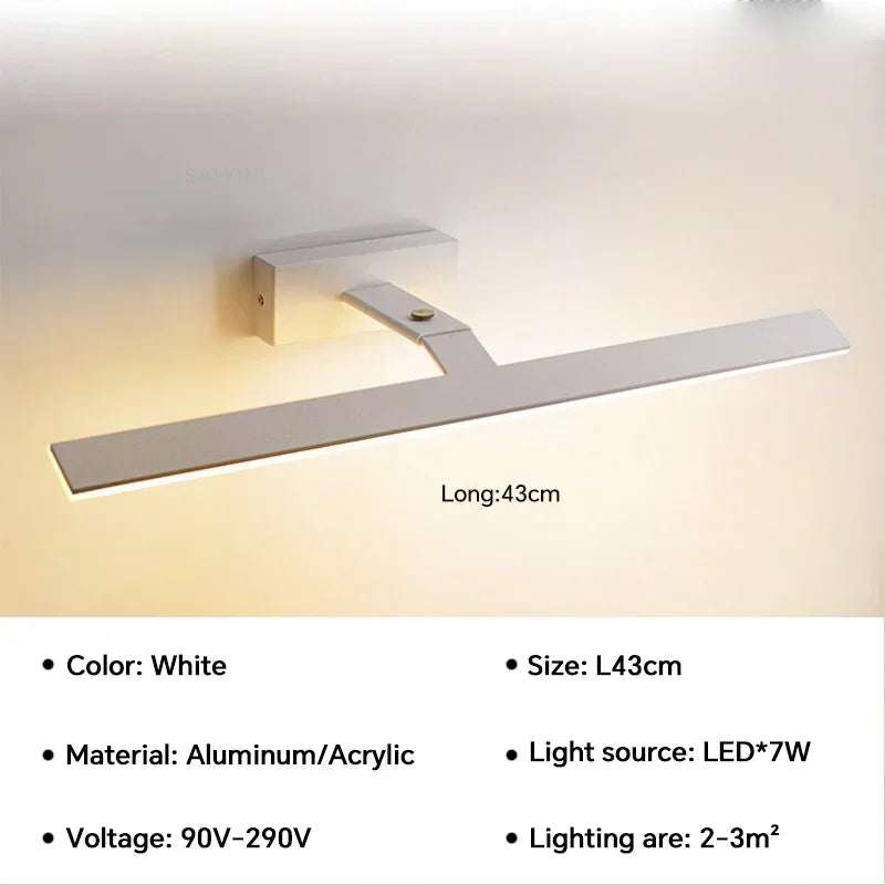 applique murale led moderne étanche pour miroir rotative et lumineuse - vue 10 sur 14