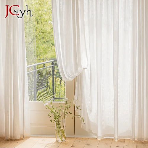 Voilage moderne plisse transparent pour salon fenetre decor interieur - vue 3 sur 7