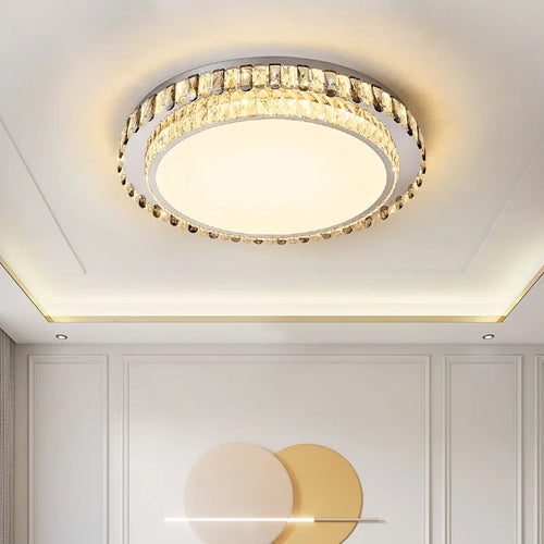 plafonnier led en cristal de luxe rond moderne - vue 2 sur 15