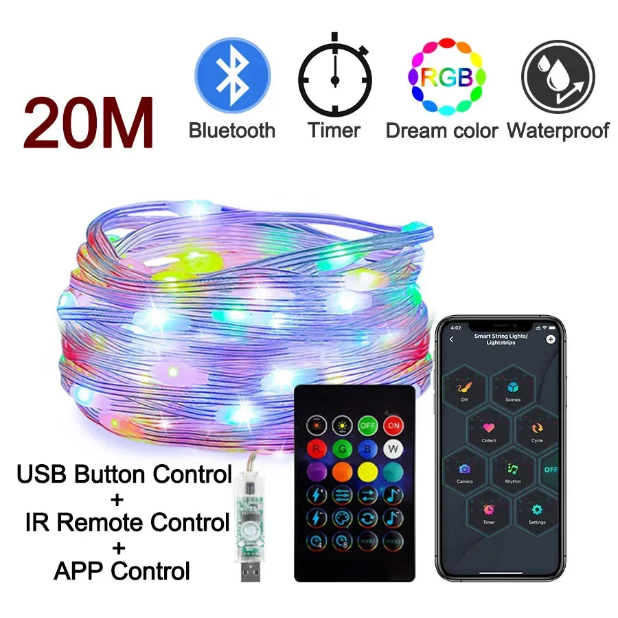 guirlande lumineuse led intelligente bluetooth pour fêtes et décorations - vue 12 sur 12