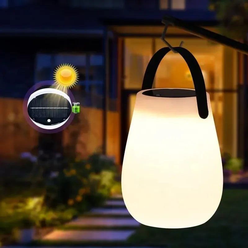 lampe de camping solaire rechargeable avec poignée en silicone - vue 3 sur 9