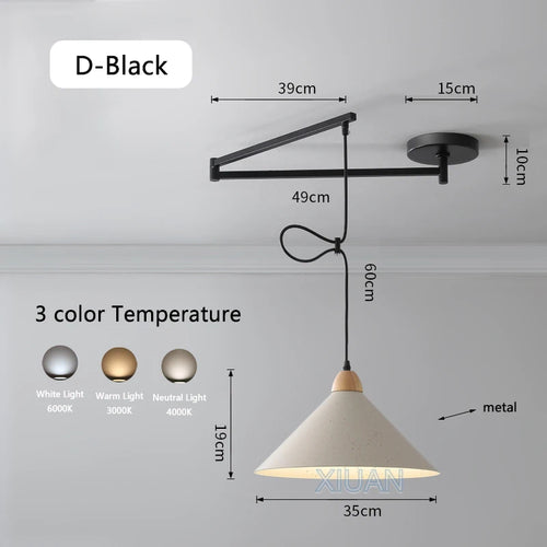 suspension moderne à bras oscillant led mobile - vue 29 sur 30