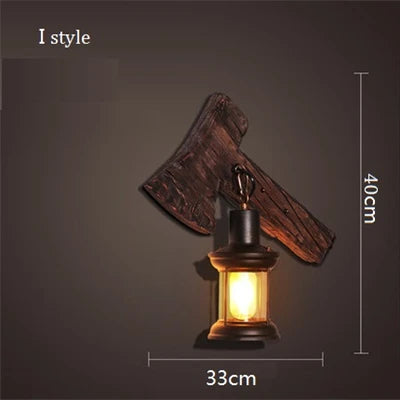 applique murale industrielle en bois style loft vintage - vue 8 sur 19