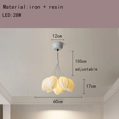 lustre en résine avec abat-jour romantique en métal - vue 11 sur 14