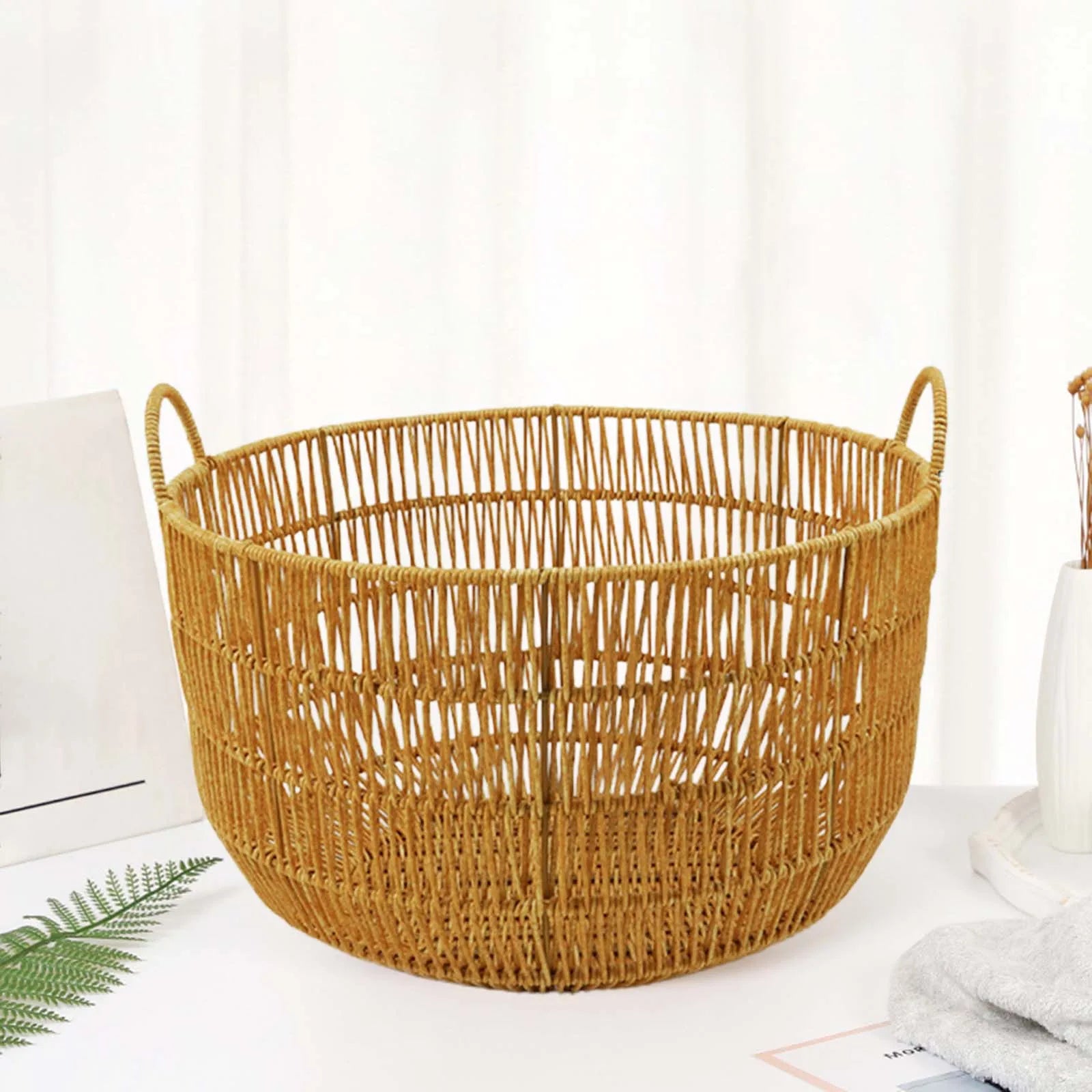 panier tissé imitation rotin pour jouets et linge - vue 4 sur 10