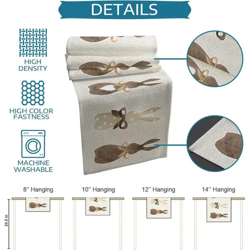 Chemin de table lin motifs lapin coeur paques - vue 7 sur 7