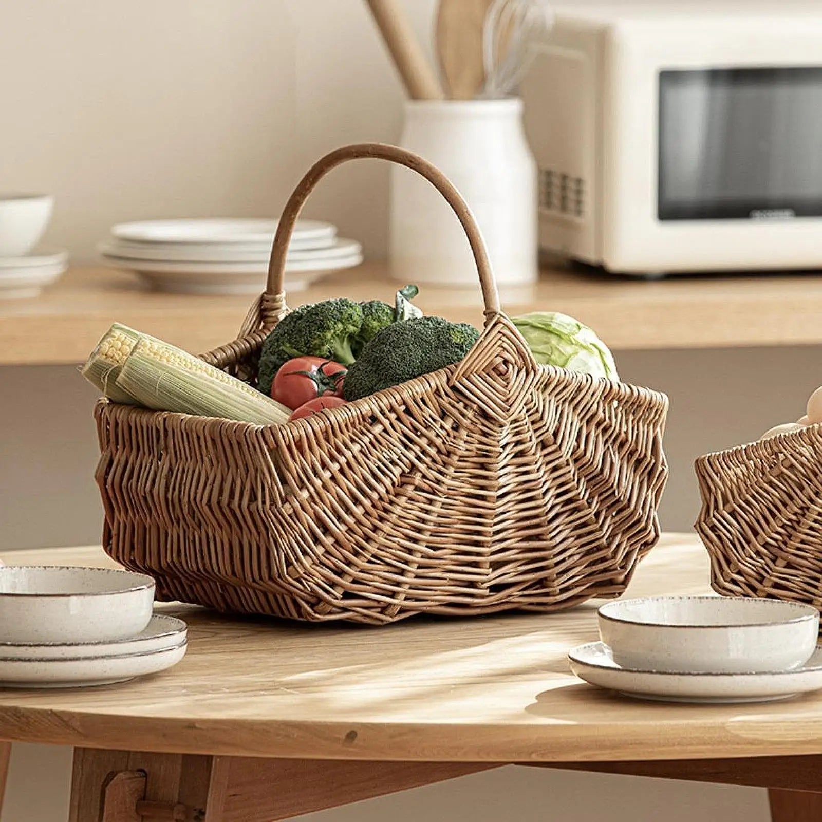 panier en osier pour pique-nique fruits légumes camping et fêtes - vue 4 sur 7