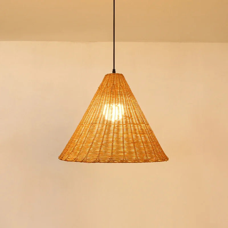 suspension vintage en rotin fait main pour éclairage intérieur - vue 4 sur 16