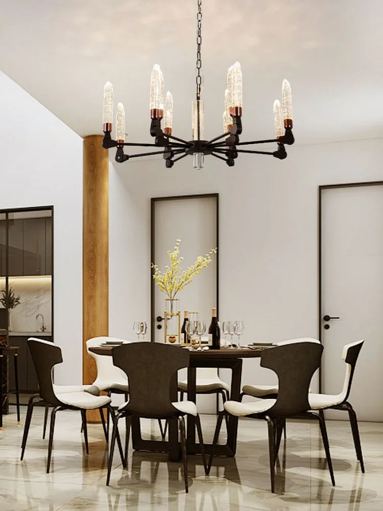 lustre nordique créatif en fer et cristal moderne - vue 6 sur 19