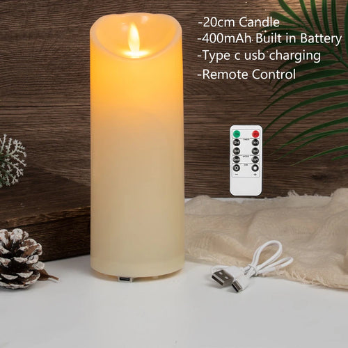 bougie pilier led rechargeable à distance avec minuterie et ambiance festive - vue 14 sur 13