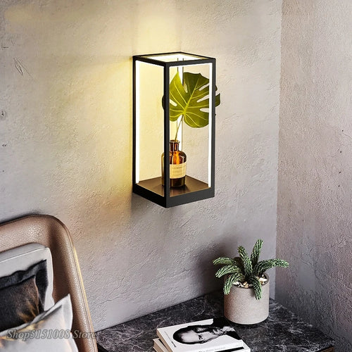 applique murale moderne minimaliste cube créative intérieur déco lumineuse - vue 2 sur 8