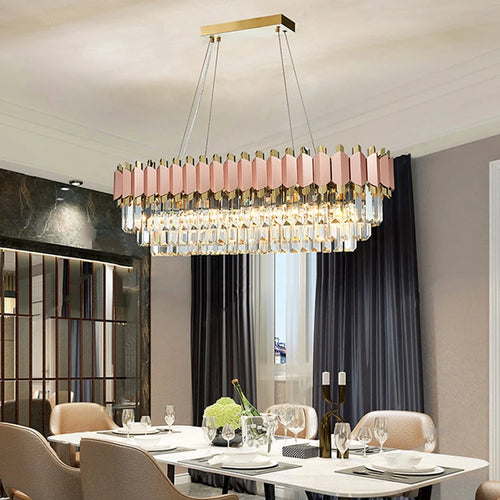 plafonnier led suspendu en cristal design moderne idéal pour table à manger - vue 2 sur 15
