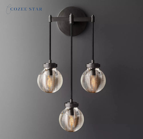 Perle Triple applique moderne rétro LED en laiton Chrome noir cristal appliques Lustre salon chambre étude luminaires - vue 3 sur 5