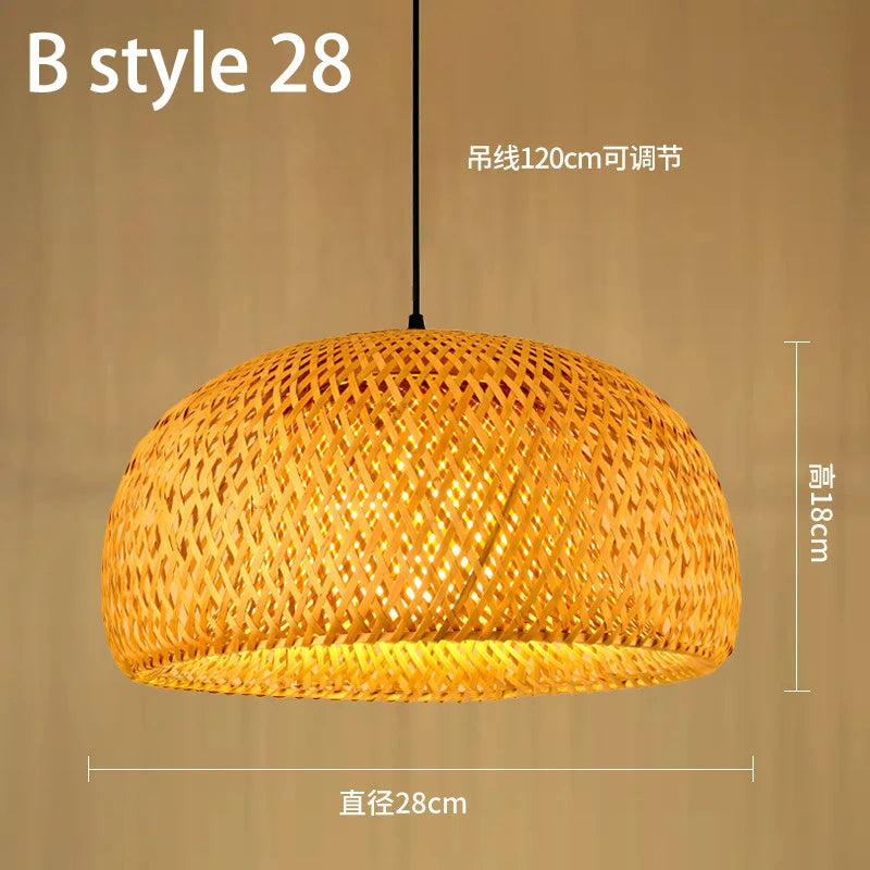lustre style chinois fait main en bambou tissage pastoral vintage - vue 20 sur 30