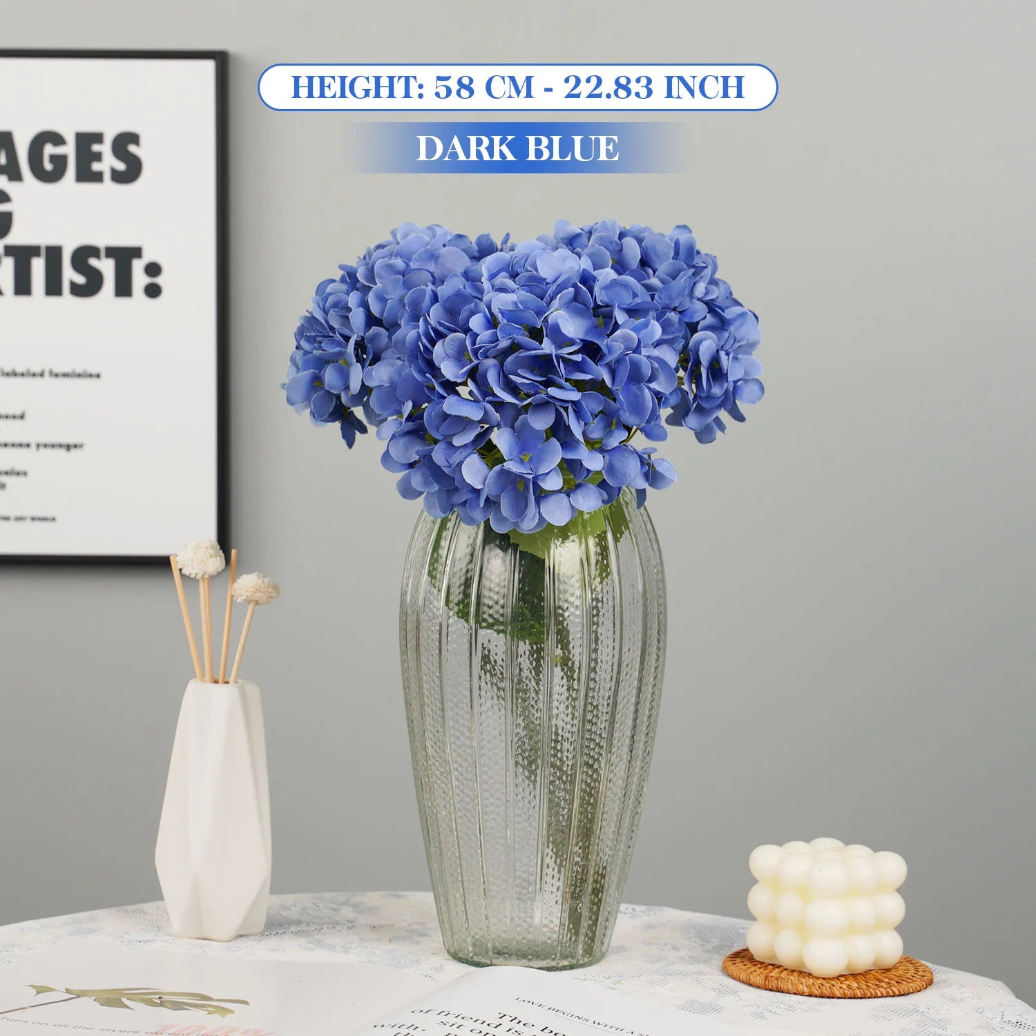 bouquet d'hortensias artificiels en soie pour mariages et décorations festives - vue 10 sur 19