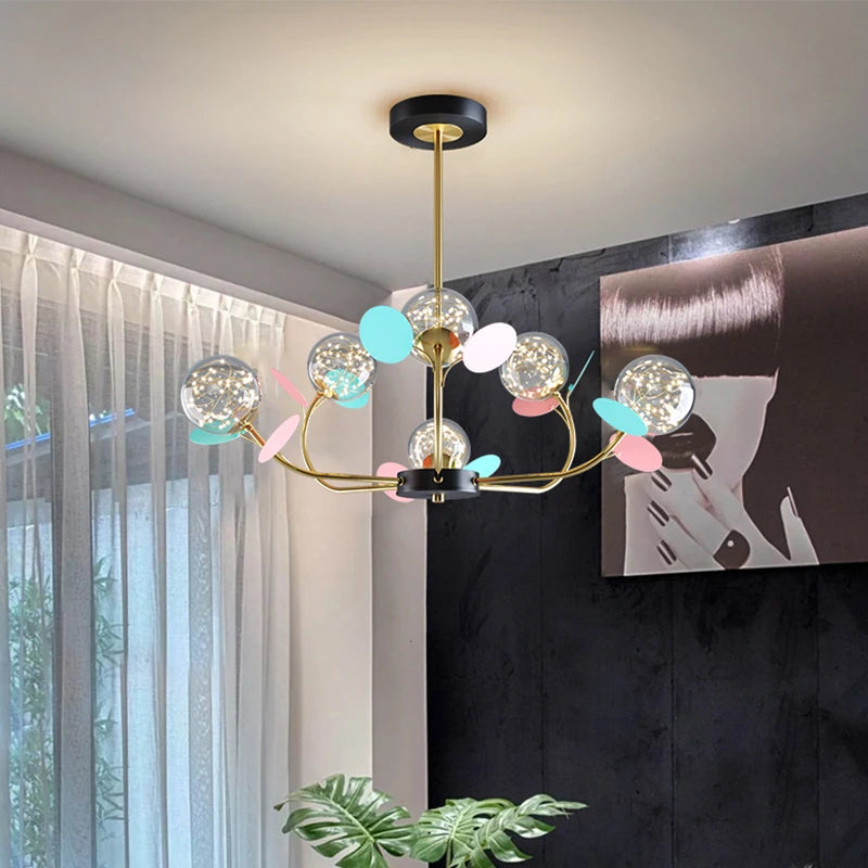 lustre led moderne atmosphérique nordique étoilé macaron créatif - vue 3 sur 16