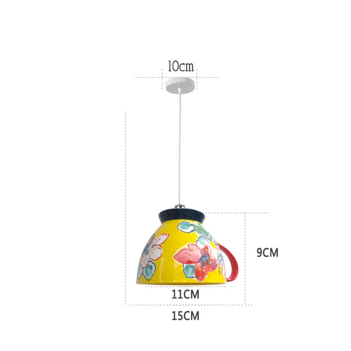 suspension en céramique design art thé éclairage led g4 - vue 20 sur 30