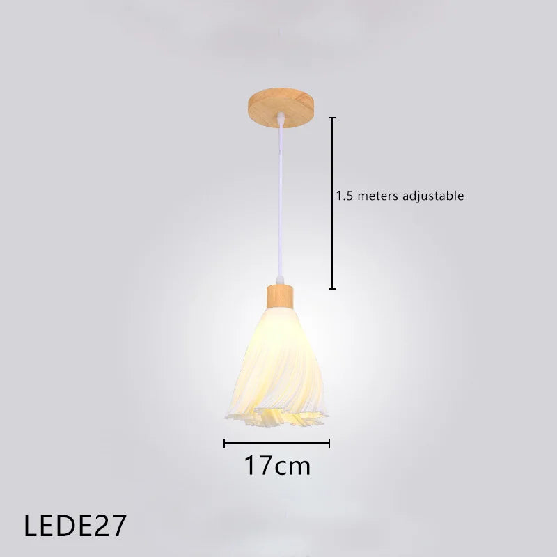 lustre long en bois massif style nordique pour villa - vue 10 sur 11