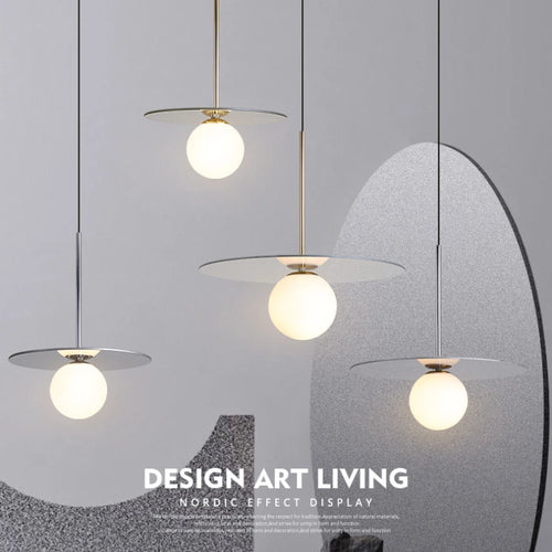 suspension modernes en verre led pour bar restaurant nordique - vue 2 sur 11