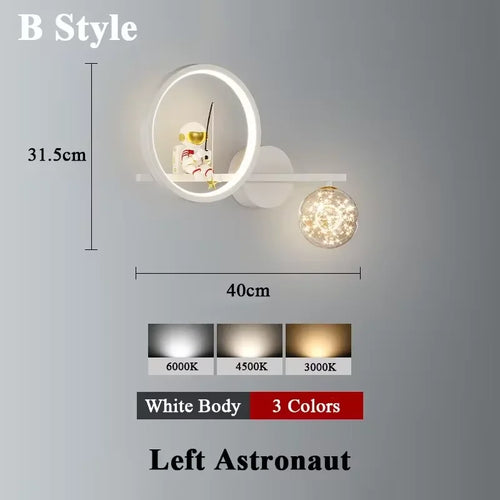 applique murale led créative lune astronaute décoration pour enfant - vue 19 sur 23