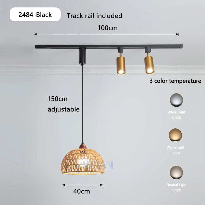 table à manger wabi-sabi rétro éclairage led sur rail - vue 16 sur 17