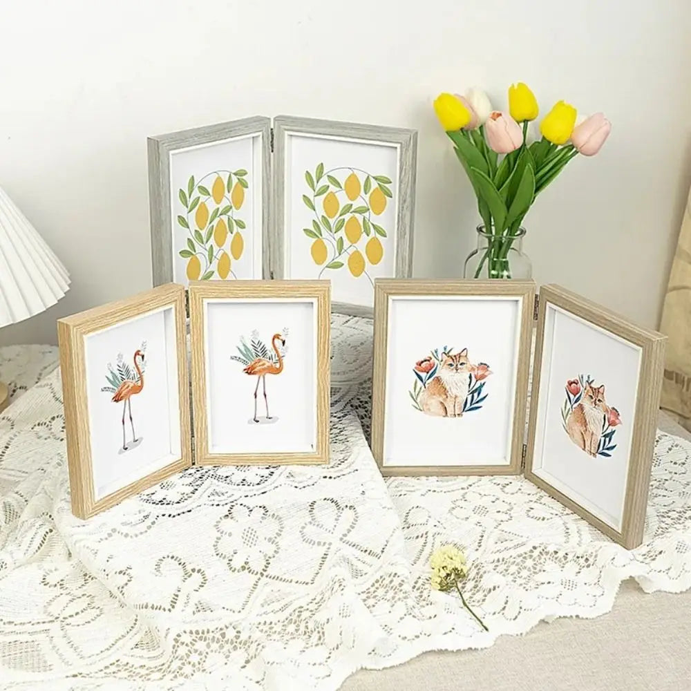 cadre photo pliable en bois pour album de bureau - vue 3 sur 14
