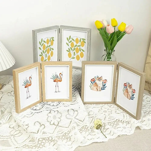 cadre photo pliable en bois pour album de bureau - vue 3 sur 14