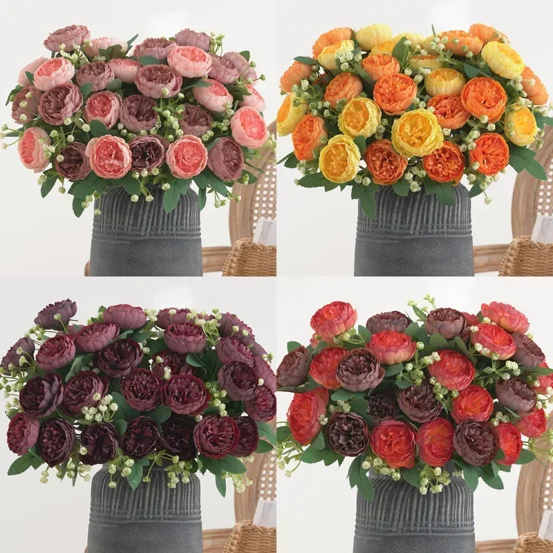 fleurs artificielles pivoines en soie pour mariage décoration florale - vue 3 sur 12