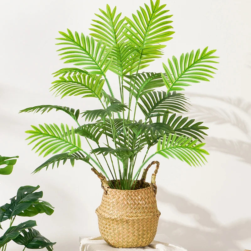 grand palmier artificiel avec branches de monstera pour décoration extérieure - vue 7 sur 7