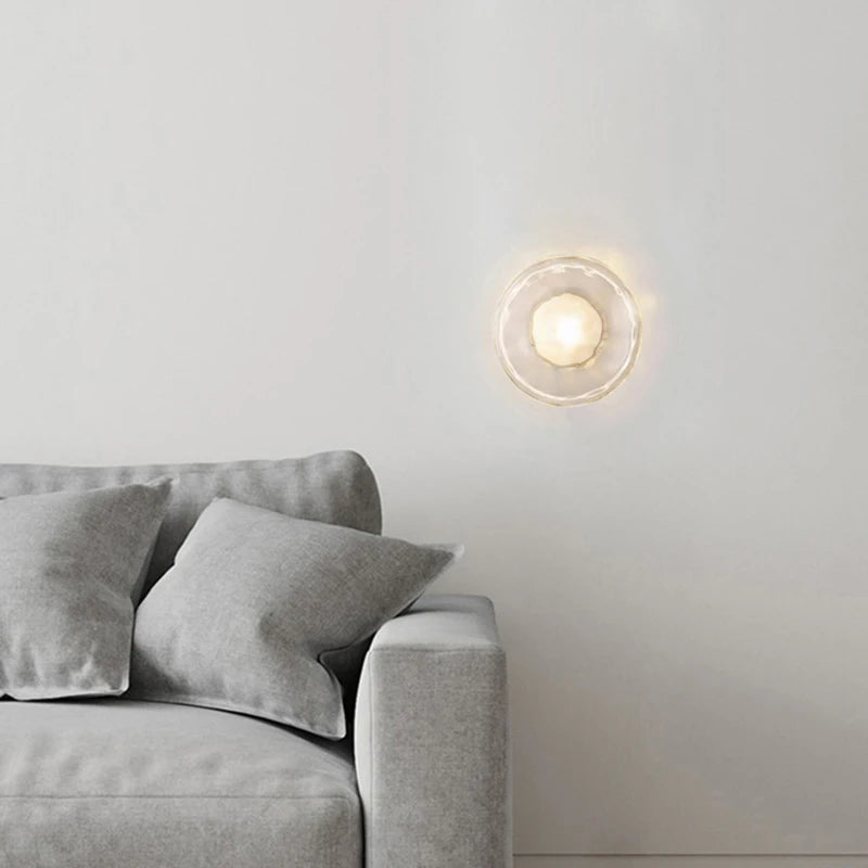 applique murale nordique en verre transparent avec lampe en métal - vue 5 sur 18