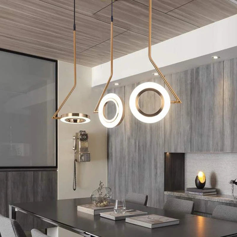 suspension design nordique anneau fer led décorative - vue 4 sur 8