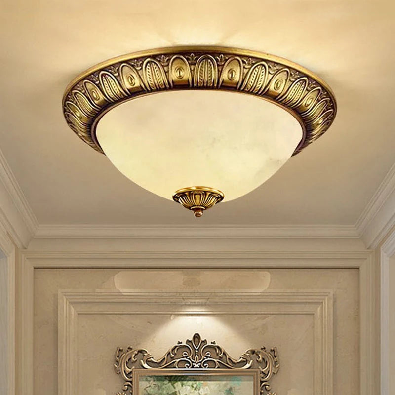 plafonnier led vintage europe sculpter en cuivre espagnol marbre - vue 4 sur 8