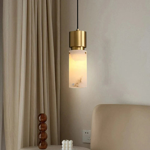 lustre en marbre naturel avec cordon réglable en laiton - vue 5 sur 7