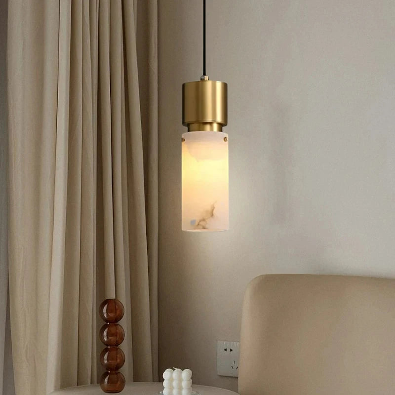 lustre en marbre naturel avec cordon réglable en laiton - vue 4 sur 7