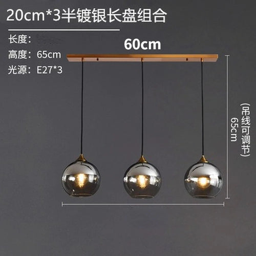 lustre nordique en verre fumé suspension simple luxe - vue 11 sur 26