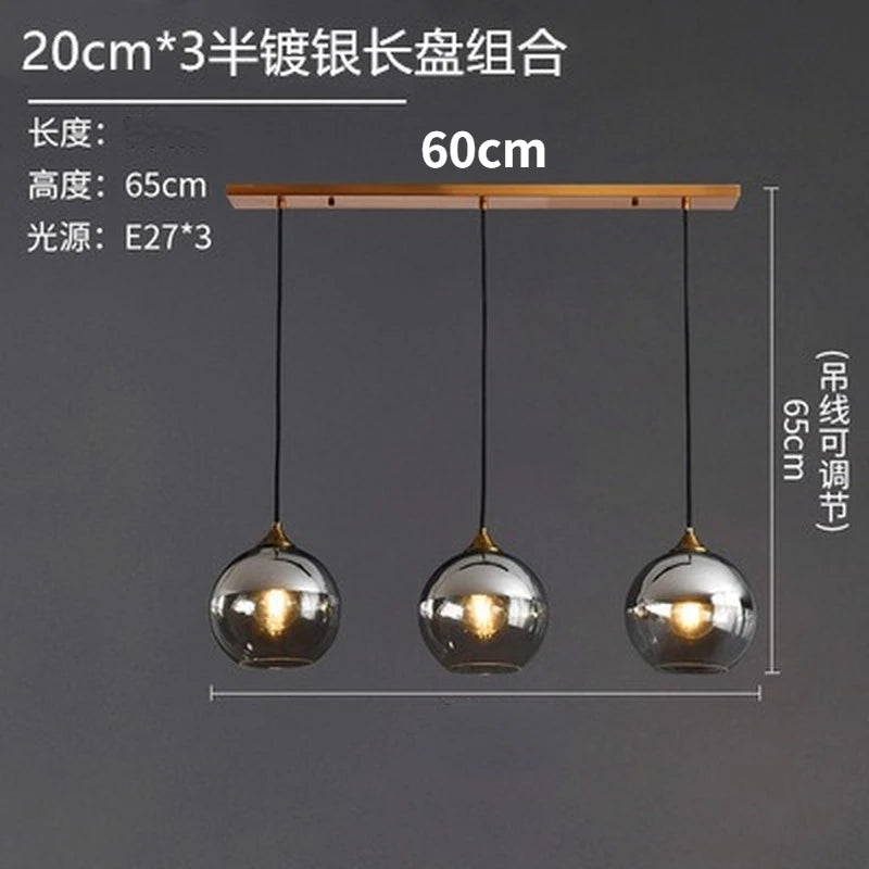 lustre nordique en verre fumé suspension simple luxe - vue 10 sur 26