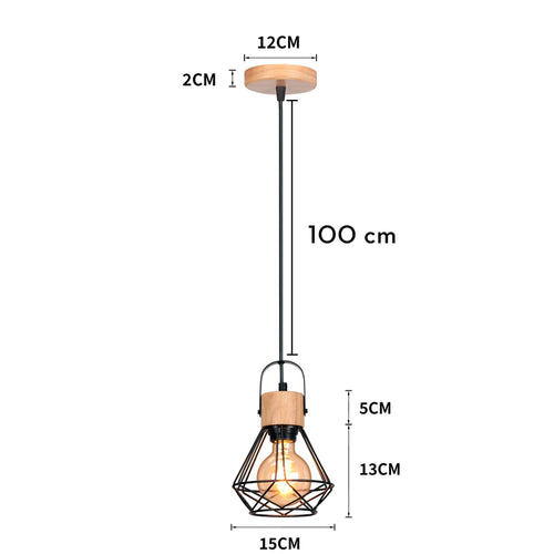 suspension vintage nordique en bois pour éclairage intérieur - vue 15 sur 20